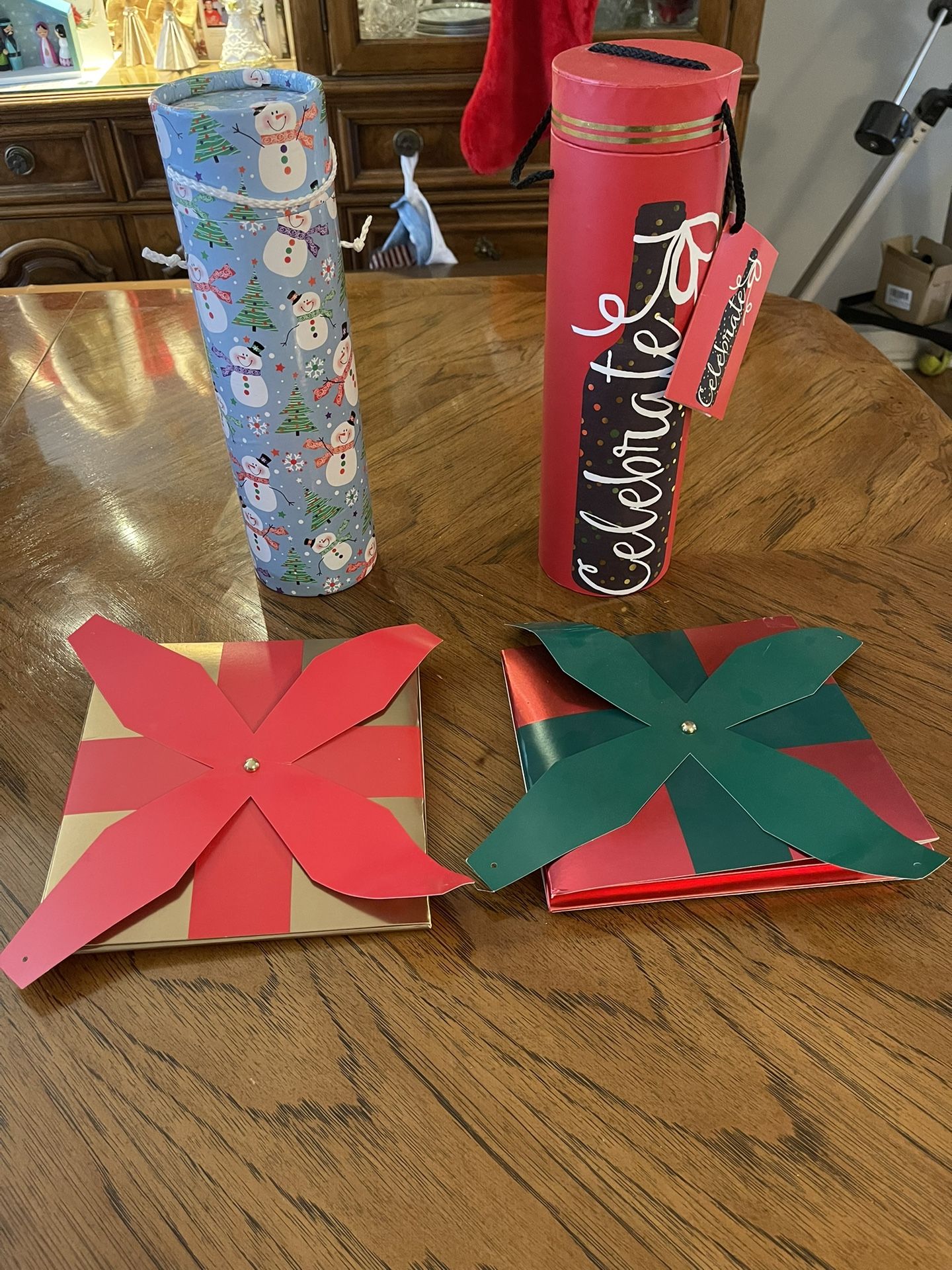 2 Pop Up Christmas Boxes and 2 Cylindrical Gift Boxes