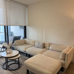 Modern Sectional Couch + Ottoman + Tables