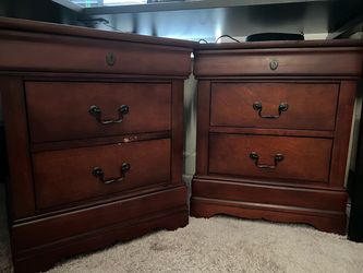 2 stained wood nightstand