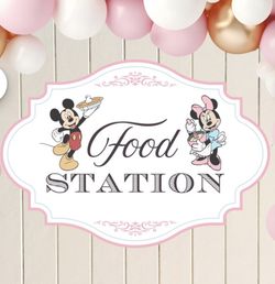 Custom Minnie Mouse Mickey Mouse Disney Food Station Party Sign Customized Party Decorations Baby land 