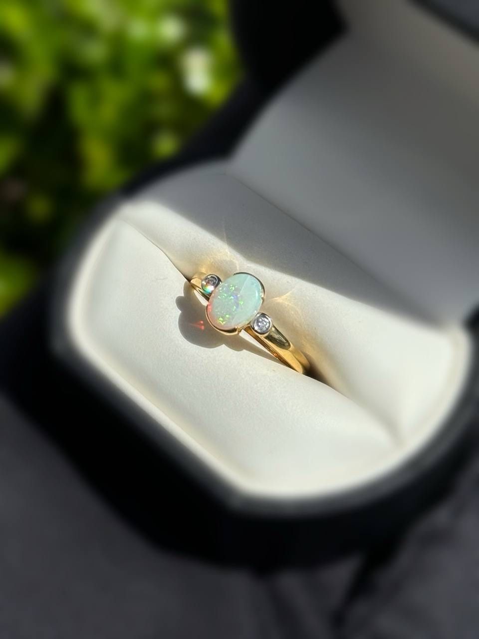Jewelry 14k solid yellow gold diamonds opal 1.00CTW ring sz 7.00