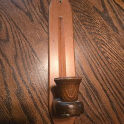 Vintage Wooden Three Mountaineers Wall Sconce Candle Holder
