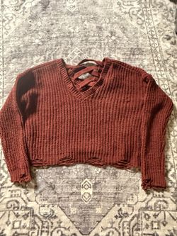 Pink Rose Cropped Knit Sweater Size M New With Tags Cider Rust