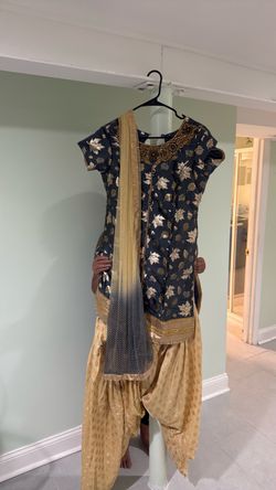 Navy and Gold Salwar Kameez Set