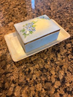 Vintage Porcelain Butter Dish with Lid