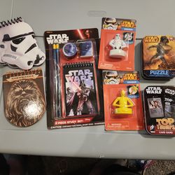 Star Wars notebooks stationary and Erasers and puzzle and card game