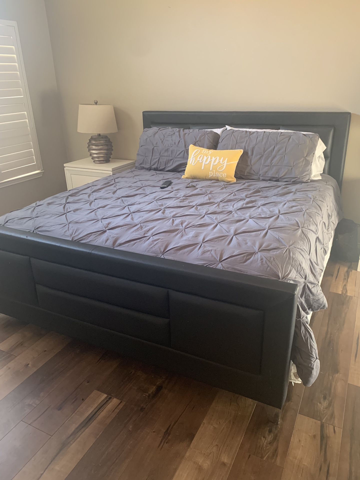 King side bed with mattress and box spring