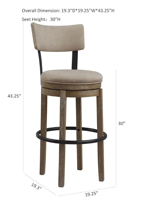 Swivel Barstool - Pub Height Bar Stools 30" Seat Height