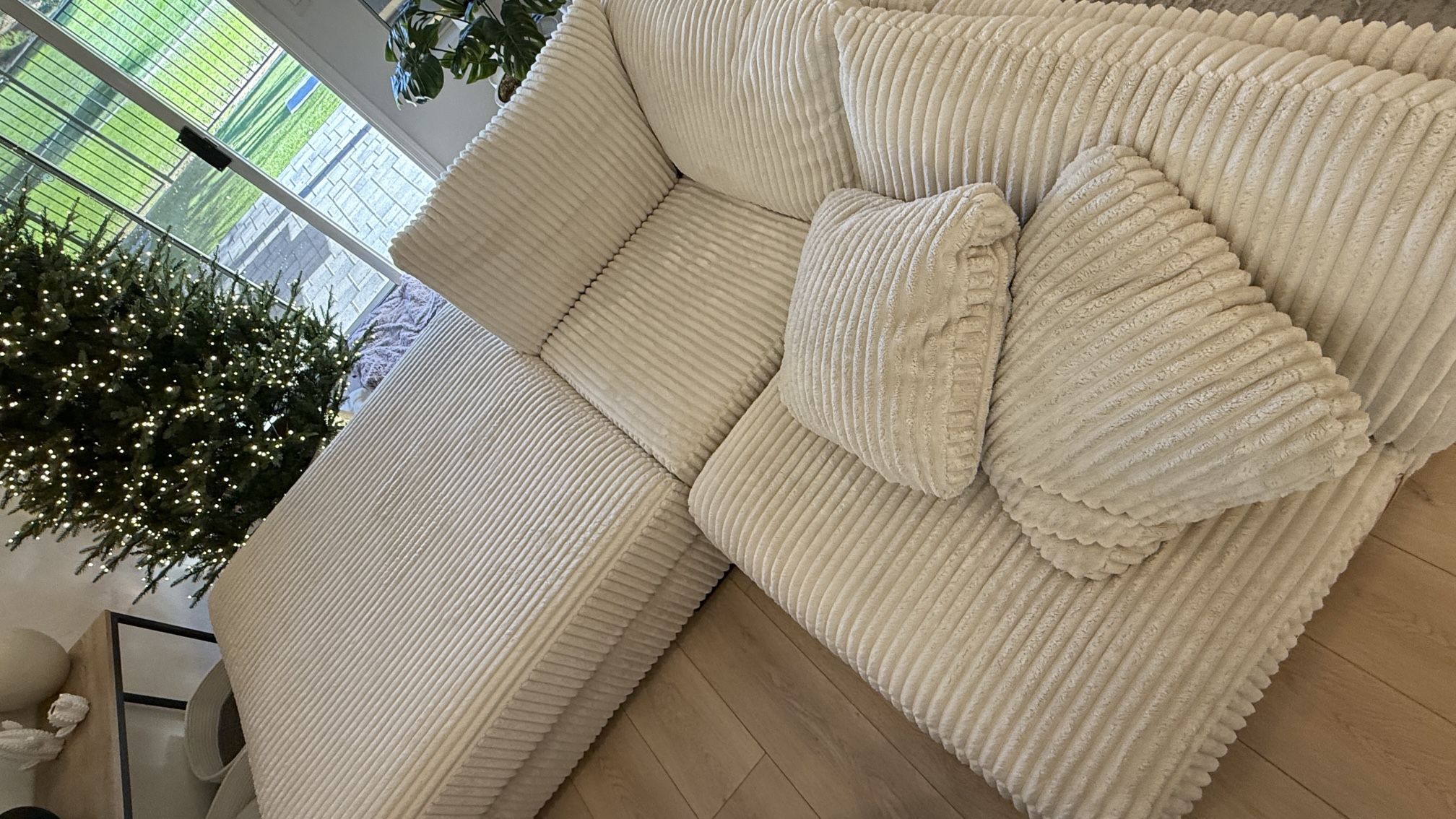 Must Go!! Huge Ottoman - Ashley Lindyn Cream Corduroy Sofa Sections 