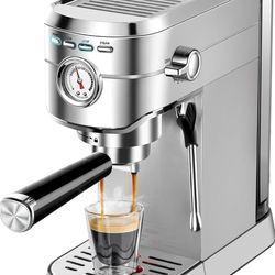 CASABREWS CM5418 Espresso Machine 20 Bar, Compact Espresso Maker with Steam Milk Frother, Stainless Steel Coffee Machine with 34oz Removable Water Tan