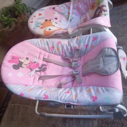 fisher prices bouncy chair & bright starts Minnie mouses cradling chair