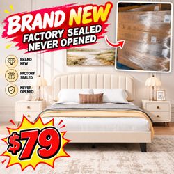 Queen bed frame Brand New in box no box spring needed