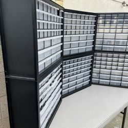 AKRO-MILS Drawer Bin Cabinet: 20 in x 6 1/2 in x 15 3/4 in, 44 Drawers, Stackable, Polystyrene Lot 7