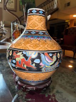Chinese Porcelain Vase with Dragon and Phoenix Motif, Chenghua Mark