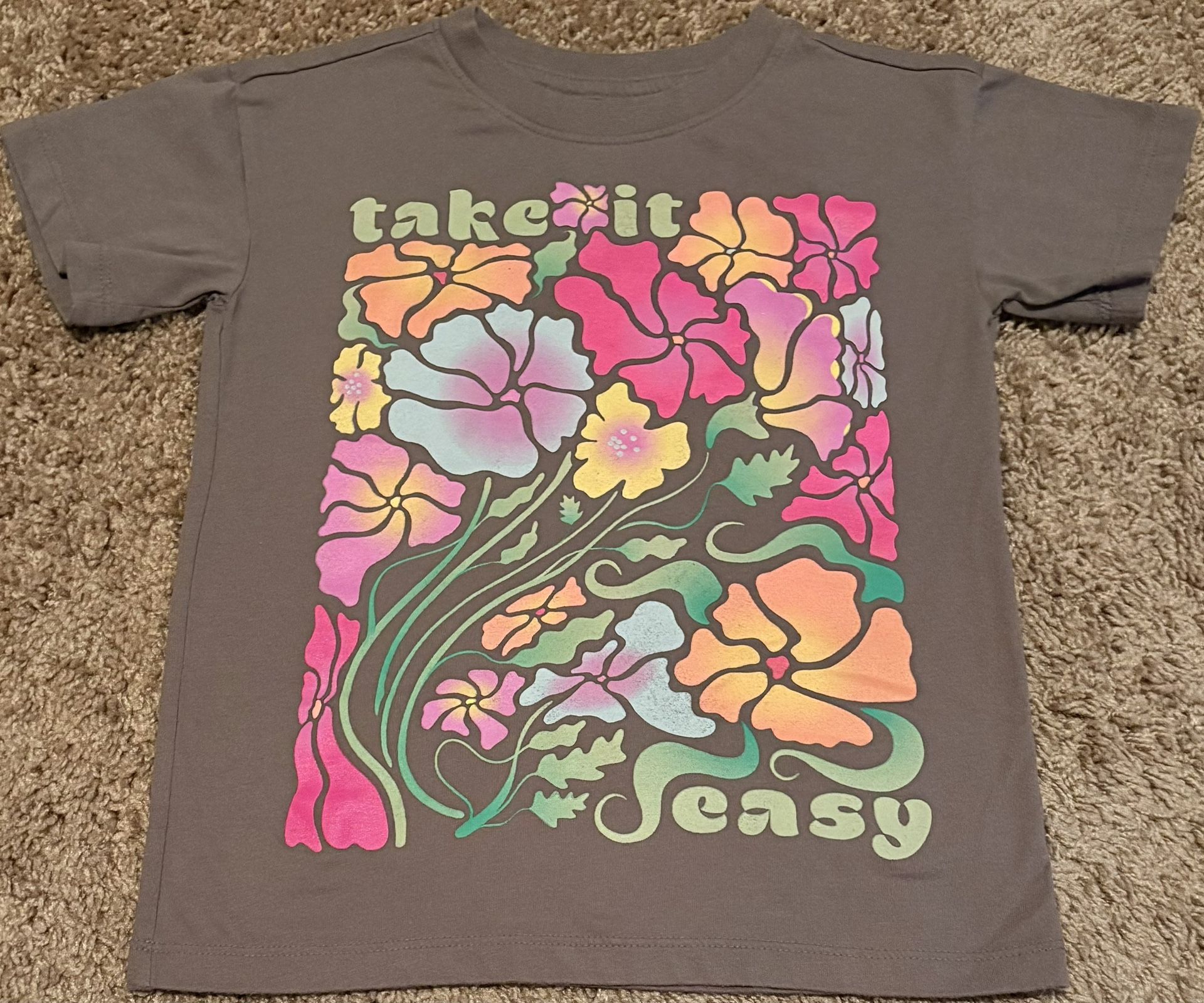 Cat & Jack Girl’s Take it Easy Floral T-shirt, Size XS (4/5)