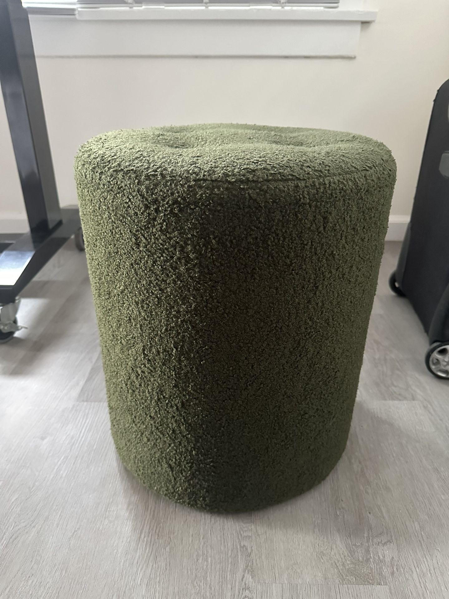 Green Round Ottoman Teddy Fabric