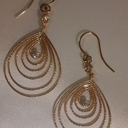 .15 CTW DIAMOND TEARDROP DANGLE EARRINGS 18k Over Sterling