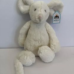 Jellycat Medium Bashful Cream Mouse With Tags