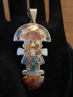 Peruvian TUMI 950 Sterling Silver with Colorful Precious Stone Inlay