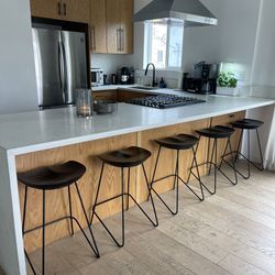 5x Wood & Metal Counter Height Stools