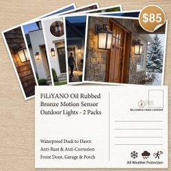 FiLIYANO Oil Rubbed Bronze Motion Sensor Outdoor Lights