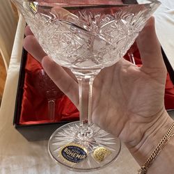 High quality Czechoslovakian crystal 6 stemmed glasses
