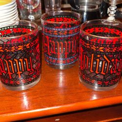 Vintage Happy Holiday Drinking Glasses