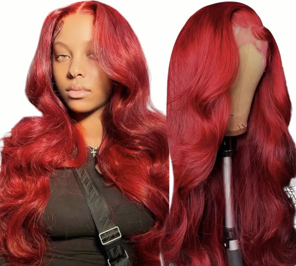 13x4 28in Frontal wig unit Malaysian Red