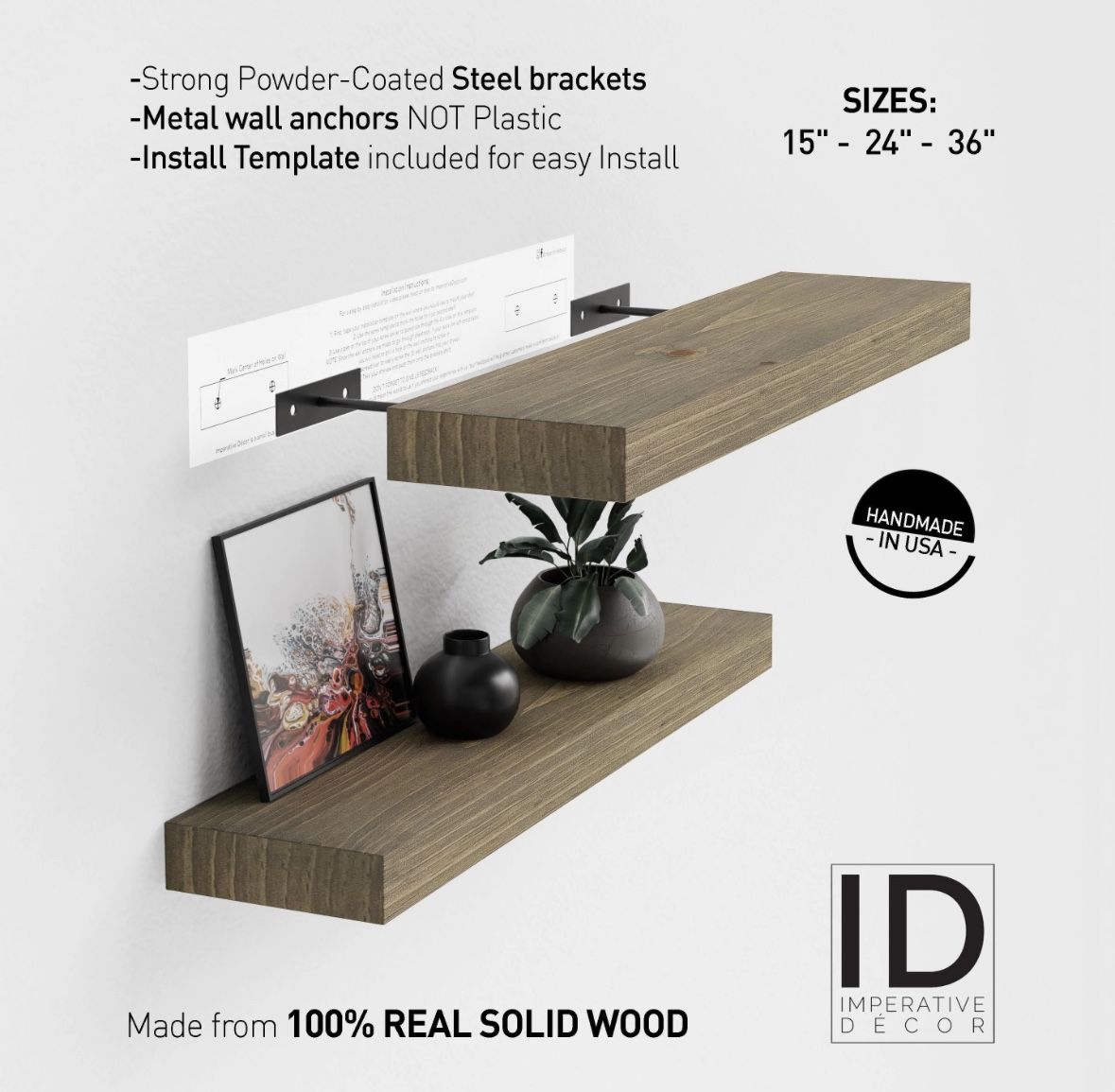 Imperative Décor Rustic Wooden Floating Wall Shelves