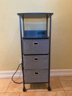 Dormify 3-Drawer Charging Cart on Wheels- USB & Power Outlet- Excellent Condition