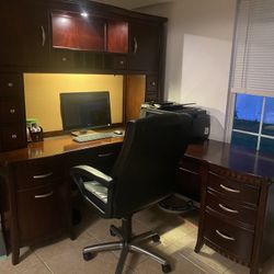 Office Desk With Chair And Scanner/printer