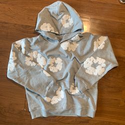 Grey denim tear hoodie