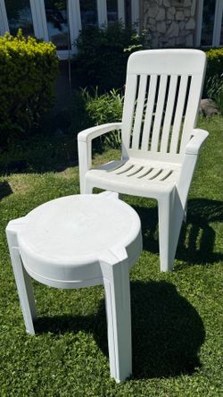 White Outdoor Chair and Table Set check more pictures