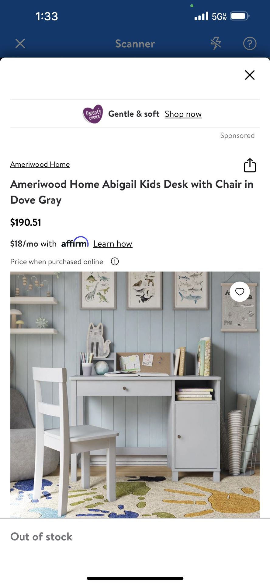Ameriwood Home Abigail Kids Desk with Chair in Dove Gray Pm if interested