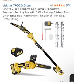 TROOZY 2-in-1 Cordless Pole Saw & Chainsaw