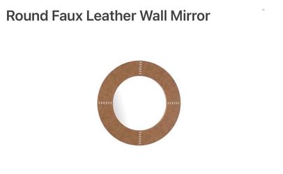 Round Faux Leather Wall Mirror