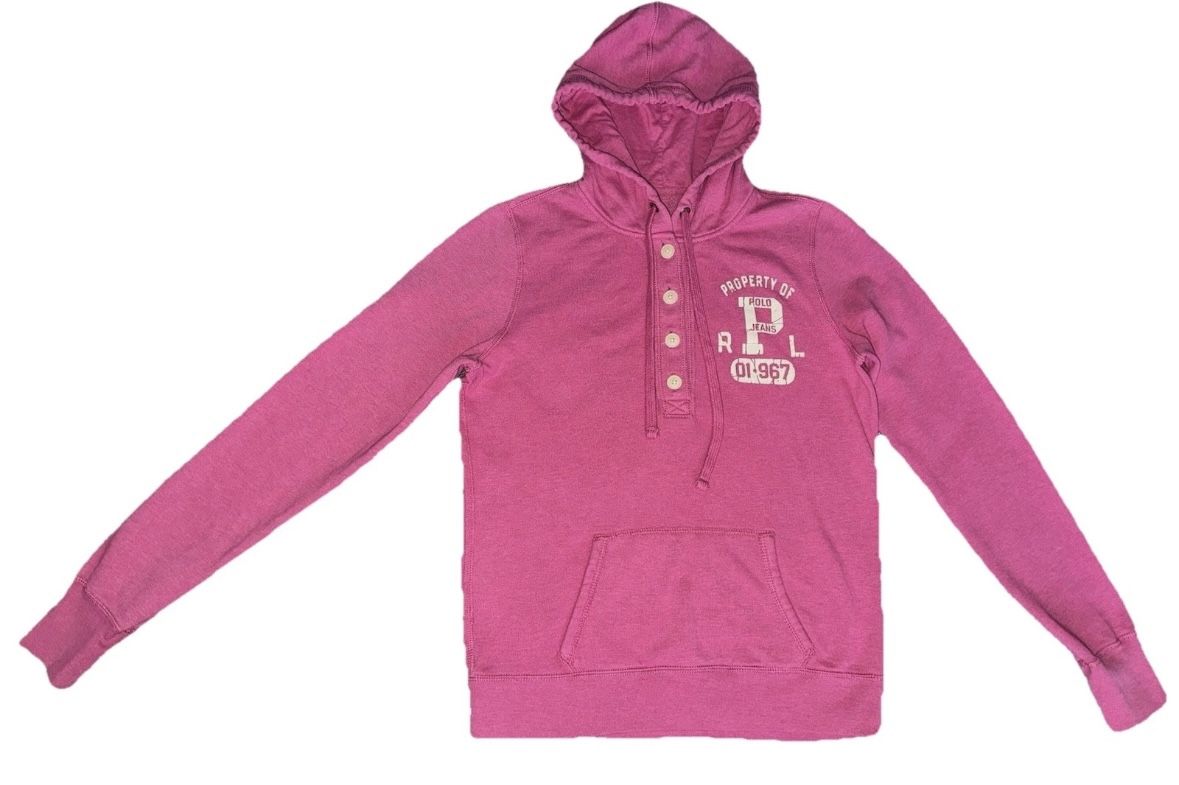 Polo Ralph Lauren Women Sweatshirt Large Pink Fleece Long Sleeve Hooded Pullover