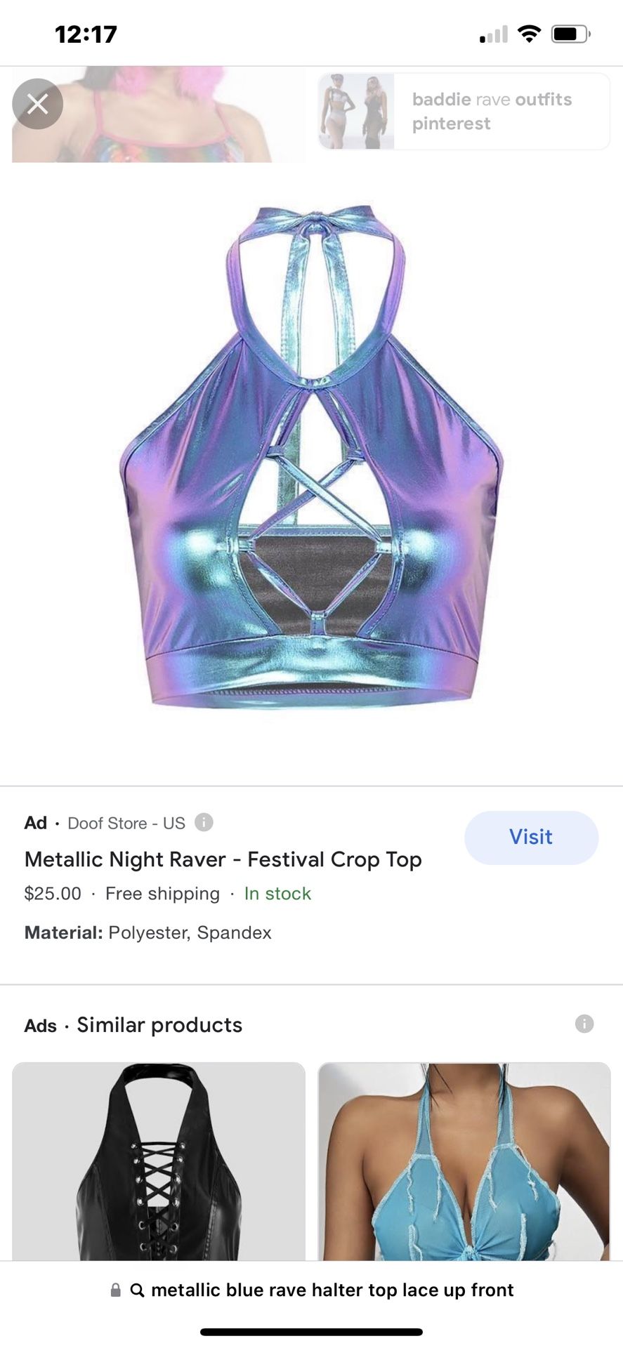 Metallic rave top sales