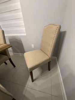 Set of 4 Upholstered Dining Chairs with Nailhead Trim