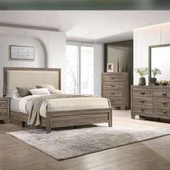 Brand New Elegant Upholstered Millie Queen Size Bedroom Set 
