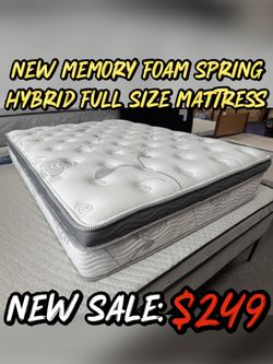 NEW MEMORY FOAM SPRING HYBRID FULL SIZE MATTRESS