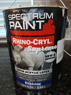 Absolutely free nearly full can of spectrum paint Rhino supreme satin acrylic latex exterior off white and still good