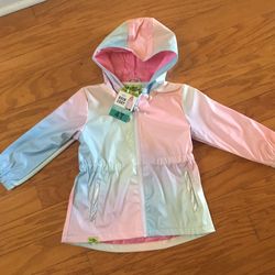 NWT Girls Rainbow Rain Coat Size 4