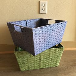 2 NEW Multiple Use Woven Basket Decoration Storage Container Living Room Bedroom Kitchen Bathroom Shop Store Spa Display 