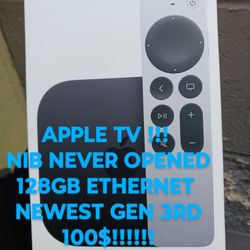 Brand New Inbox Never Opened Apple TV 3rd Gen 128 4K Wi-Fi Ethernet