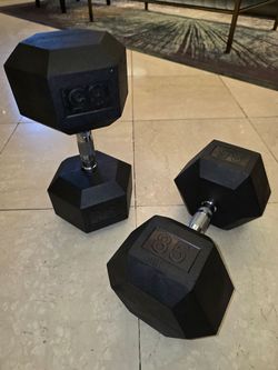 85 lb Rubber Hex Dumbbells (Pair)