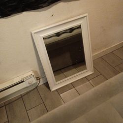 Large white wooden frame mirror