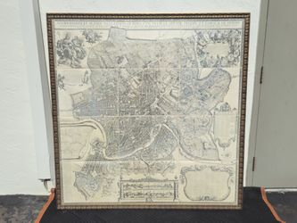 City Plan of Rome, 1676 - High Quality Giclee Print - 5 ft × 5 ft Framed