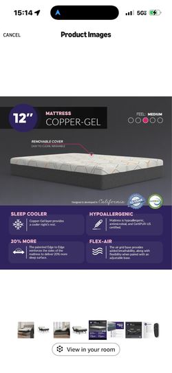 12" full-size Copper-Gel Mattress with e3 Adjustable Base