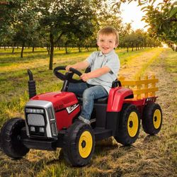 Ride on Tractor with Detachable Trailer, Kids' Electric Vehicles w/ remote control.